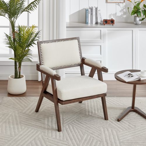 Fauteuil Moderne En Tissu Du Milieu Du Siècle Fauteuil Simple - 66.5x66x88 - Beige