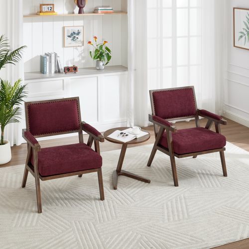 Fauteuil Moderne En Tissu Du Milieu Du Siècle Fauteuil Simple - 66.5x66x88 - Rouge