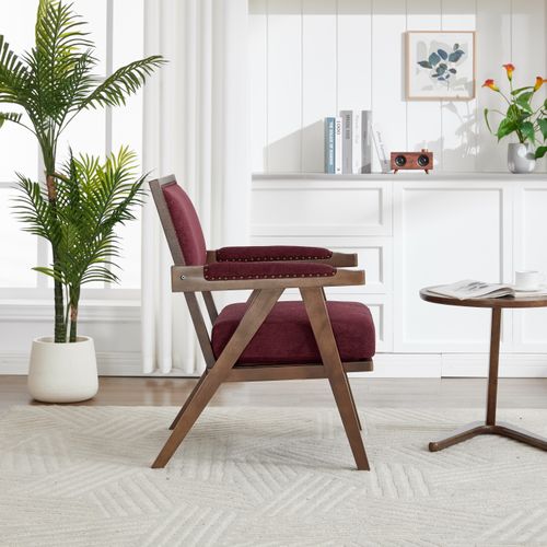 Fauteuil Moderne En Tissu Du Milieu Du Siècle Fauteuil Simple - 66.5x66x88 - Rouge