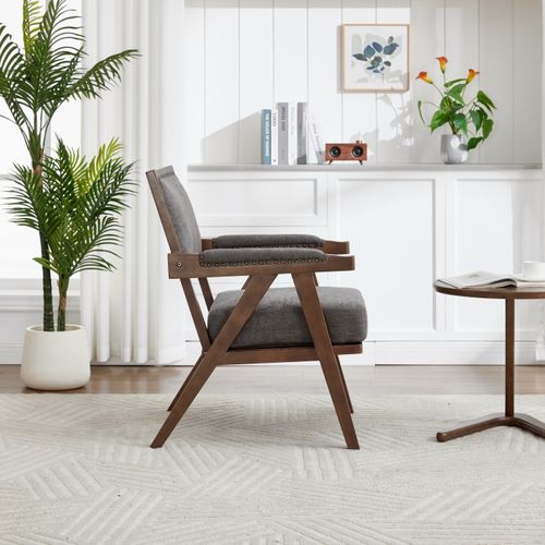 Fauteuil Moderne En Tissu Du Milieu Du Siècle Fauteuil Simple - 66.5x66x88 - Gris