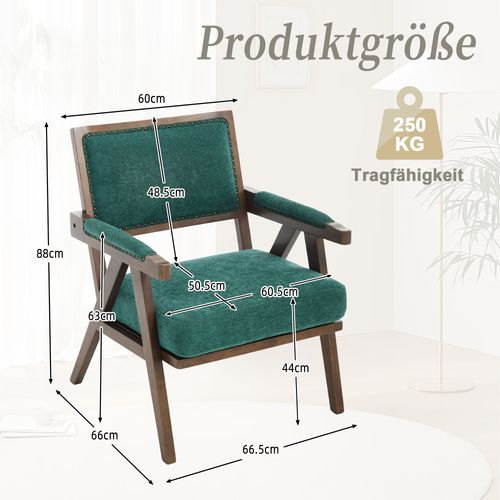 Fauteuil Moderne En Tissu Du Milieu Du Siècle Fauteuil Simple - 66.5x66x88 - Vert