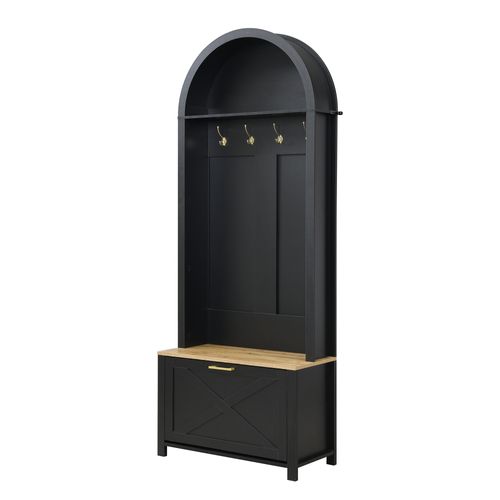 Vestiaire Avec Base En Fer - 75x35x195cm - Noir