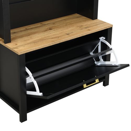 Vestiaire Avec Base En Fer - 75x35x195cm - Noir