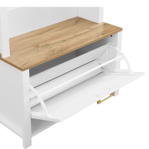 Vestiaire Avec Base En Fer - 75x35x195cm - Blanc