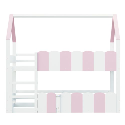 Lit Superposé Pour Enfants 90x200 Cm-avec Barrières De Sécurité Surélevées-rose