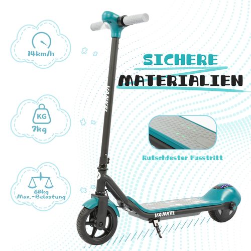 Trottinette Électrique Pour Enfants -14 Km/h, 5-8 Km, Frein Électrique, Vert
