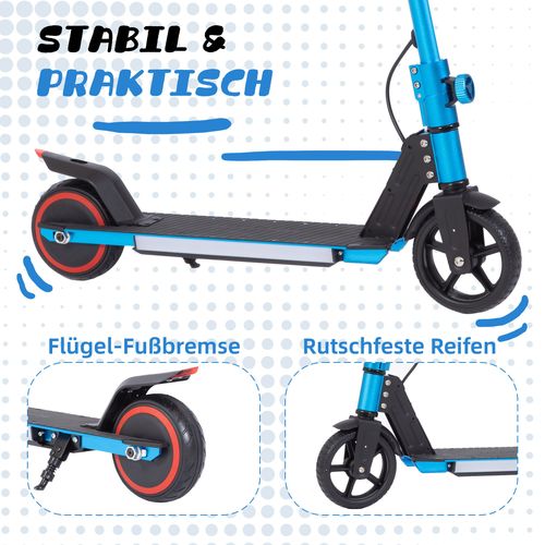 Trottinette Urbaine Pour Enfants 6,5'' -max. 5-8 Km, 14 Km/h-pliable, Bleu