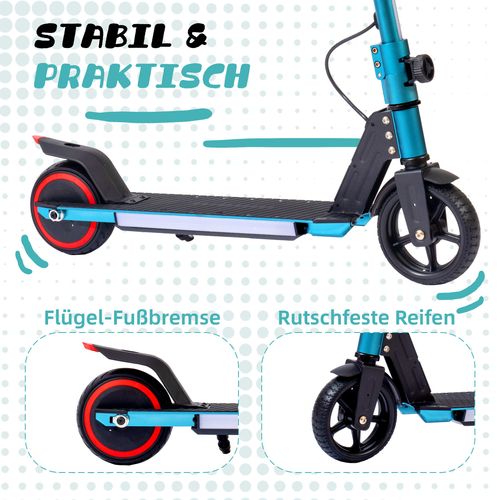 Trottinette Urbaine Pour Enfants 6,5'' -max. 5-8 Km, 14 Km/h-pliable,-vert