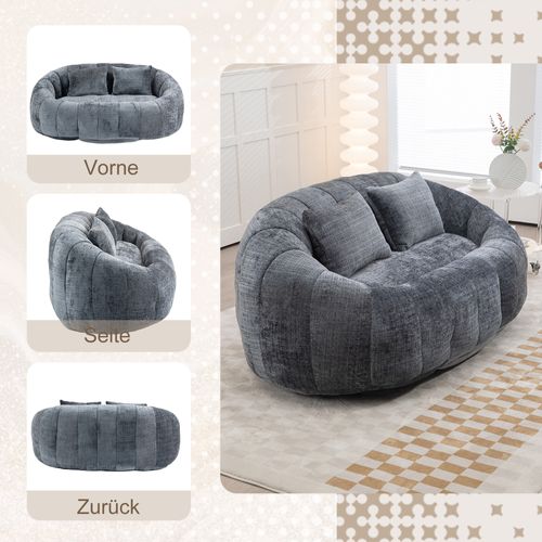 Canapé Pouf Relax En Mousse Souple Matelassée Confortable Avec Tissu De Peluche,gris