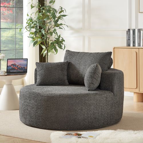 Fauteuil En Mousse De Chenille - Gris - Aucun Assemblage Requis - Moelleux - Design Moderne