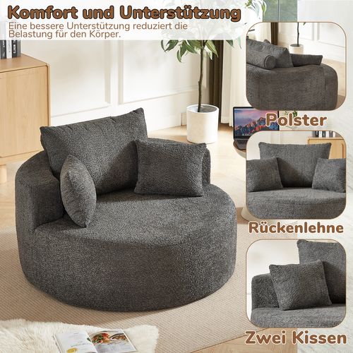 Fauteuil En Mousse De Chenille - Gris - Aucun Assemblage Requis - Moelleux - Design Moderne