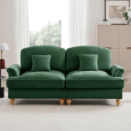 Canapé 2 Places Élégant En Tissu Chenille, Jupe Amovible –Style Classique et Moderne –vert