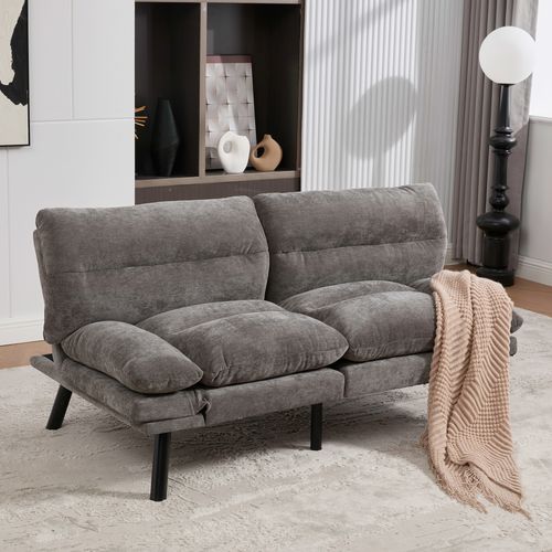 Canapé-lit Avec Dossier Et Accoudoirs Réglables, Design Ergonomique - 165 X 90 X 76 Cm - Gris Foncé