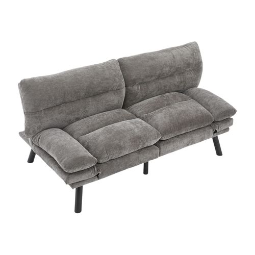 Canapé-lit Avec Dossier Et Accoudoirs Réglables, Design Ergonomique - 165 X 90 X 76 Cm - Gris Foncé
