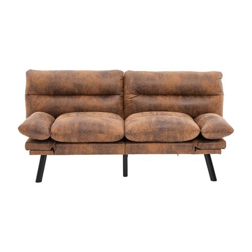 Canapé-lit Avec Dossier Et Accoudoirs Réglables, Design Ergonomique - 165 X 90 X 76 Cm - Café