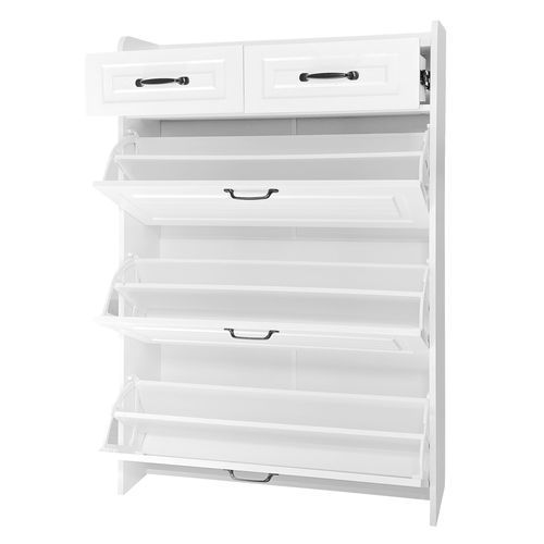 Meuble à Chaussures Avec 3 Portes Basculantes Et 2 Tiroirs – Design Blanc Moderne – 80×23,5×131 Cm