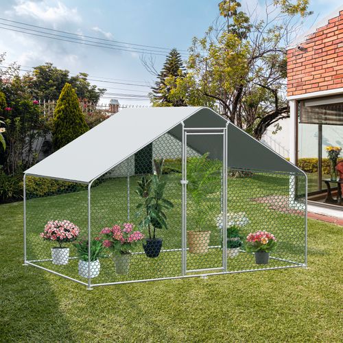 Enclos Pour Poules 3x2x2m Avec Serrure De Sécurité Et Tissu Pe Imperméable - Enclos En Métal