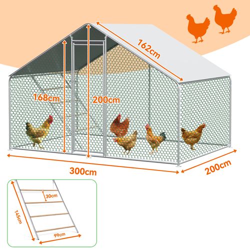 Enclos Pour Poules 3x2x2m Avec Serrure De Sécurité Et Tissu Pe Imperméable - Enclos En Métal
