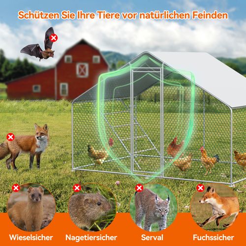 Enclos Pour Poules 3x2x2m Avec Serrure De Sécurité Et Tissu Pe Imperméable - Enclos En Métal