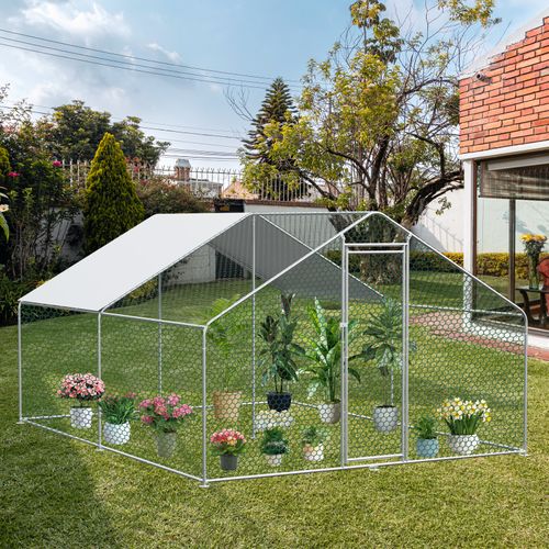 Enclos Pour Poules 3x4x2m Avec Serrure De Sécurité Et Tissu Pe Imperméable - Enclos En Métal