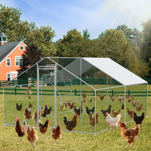 Enclos Pour Poules 3x4x2m Avec Serrure De Sécurité Et Tissu Pe Imperméable - Enclos En Métal
