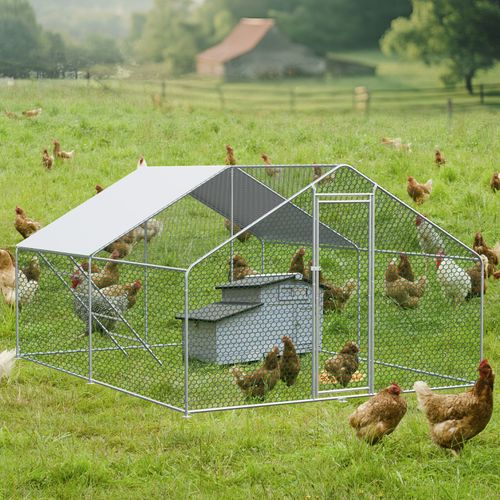 Enclos Pour Poules 3x4x2m Avec Serrure De Sécurité Et Tissu Pe Imperméable - Enclos En Métal