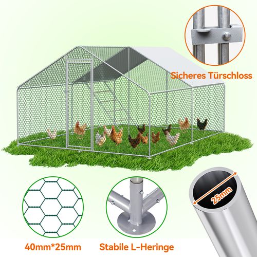 Enclos Pour Poules 3x4x2m Avec Serrure De Sécurité Et Tissu Pe Imperméable - Enclos En Métal