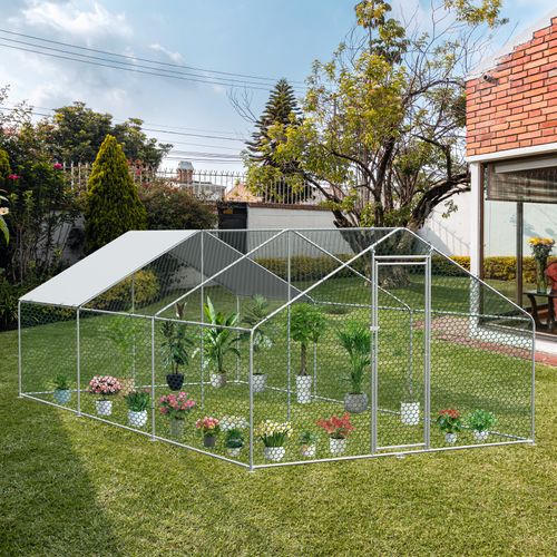 Enclos Pour Poules 3x6x2m Avec Serrure De Sécurité Et Tissu Pe Imperméable - Enclos En Métal