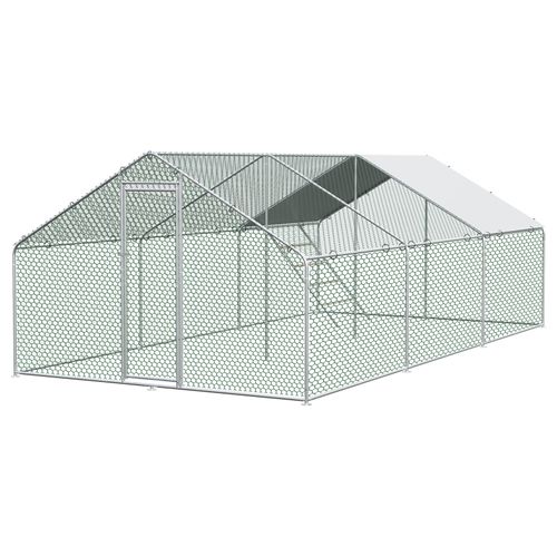 Enclos Pour Poules 3x6x2m Avec Serrure De Sécurité Et Tissu Pe Imperméable - Enclos En Métal