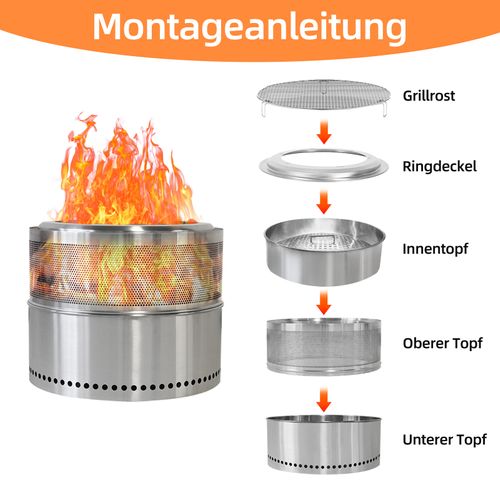 Cheminée Portative Sans Fumée En Acier Inoxydable Pour Extérieur - Foyer à Bois