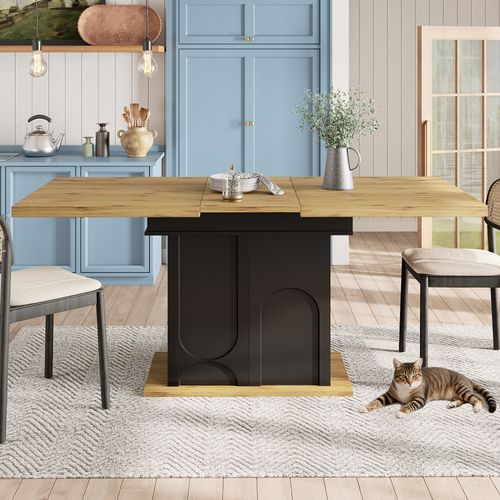 Table à Manger Télescopique Extensible 110-140x80 Avec Rangement, 4-6 Pers