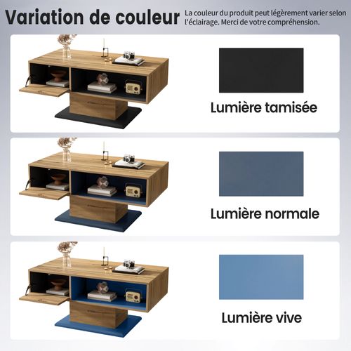 Table Basse 100x50 Avec Rangement Double Face + Niche Intérieure, Chêne et Gris Anthracite