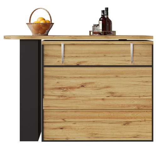 Table De Bar Extensible 138-204x39x104, Pivotante 360°, Rangement, Noir
