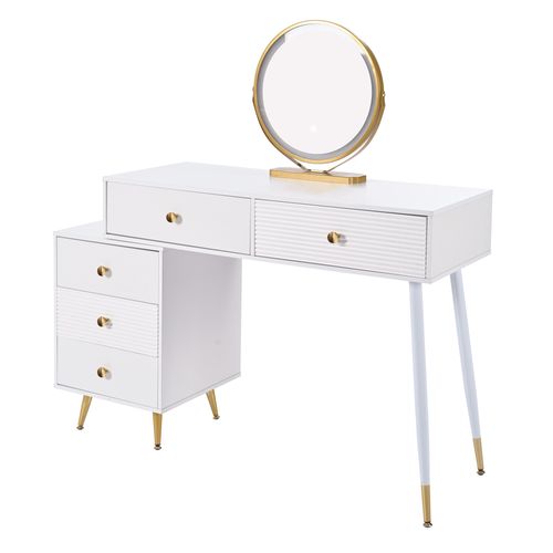 Coiffeuse 100x78x40 Cm Blanche, Miroir LED Tactile 3 Lumières, Rangement Réversible