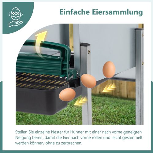 Pondoir Poules 3 Nids Sur Pieds, Pondoir à Oeufs Métal Galvanisé Extérieur, Vert