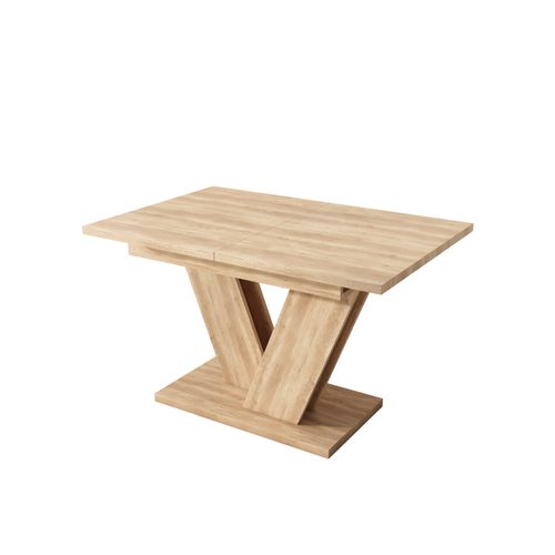 Table à Manger Extensible 140-180x80 Cm Chêne, Pieds V, 4-8 Personnes