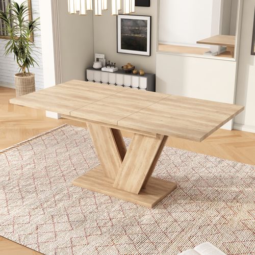 Table à Manger Extensible 140-180x80 Cm Chêne, Pieds V, 4-8 Personnes