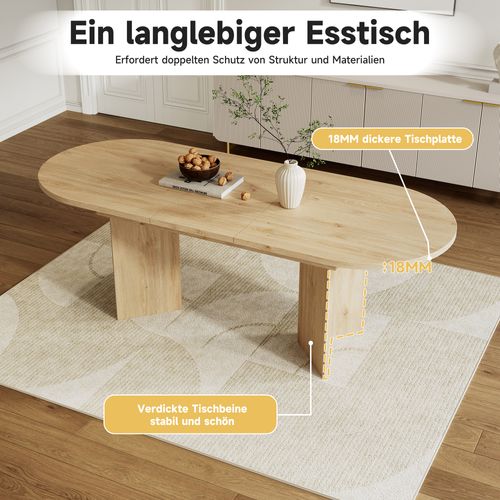 Table à Manger Extensible 140-180x90 Cm, Coins Arrondis, Plateau 18 Mm, 4-8 Pers,bois Clair