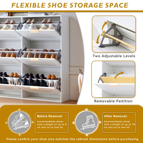 Armoire à Chaussures Moderne Avec 6 Compartiments, Design Épuré Et Fonctionnel,blanc