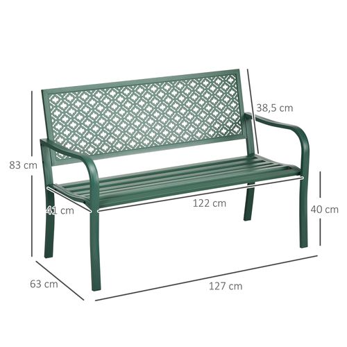 Banc De Jardin Moderne 127x63x83cm, 2 Places, Capacité De Charge 240 Kg, Vert