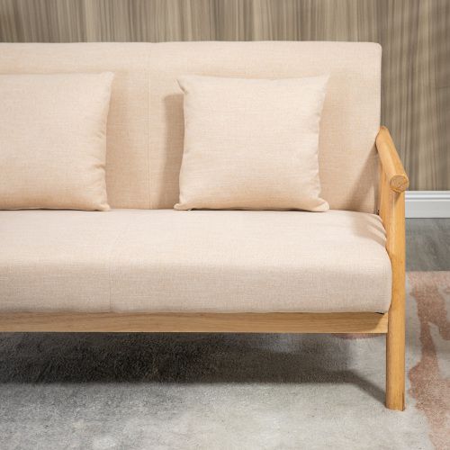 Canapé Double En Lin 123x69x74cm, Avec 2 Coussins Lombaires, Beige