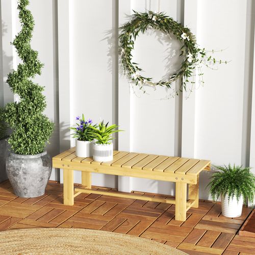 Banc De Jardin En Bois Massif 110x38x35cm, 2 Places, Imperméable Et Durable, Bois