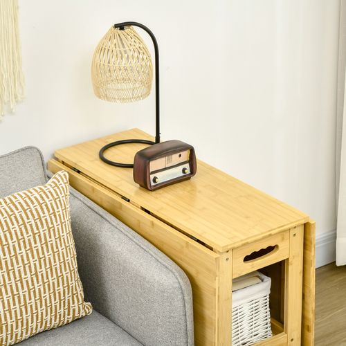 Table à Manger Pliante De Cuisine Avec Compartiments De Rangement 149,5x80x73,5cm, Bois De Bambou