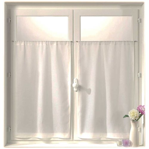 Paire De Petits Rideaux "sobriété" - 55x160 Cm - Blanc