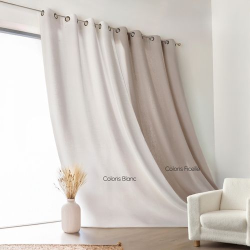 Rideau Naturel En 100% Lin - 135x260 Cm - Blanc