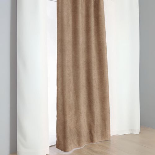 Rideau Alaska à Galon Fronceur Isolant Et 100 % Occultant - 140x240 Cm - Beige Foncé