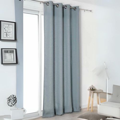 Rideau "authentique" En 100% Lin - 135x260 Cm - Bleu Ciel