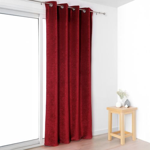 Rideau - Effet Velours Velouté Uni - 140x245 Cm - Rouge
