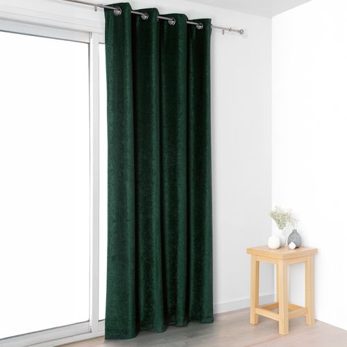 Rideau - Effet Velours Velouté Uni - 140x245 Cm - Vert Emeraude
