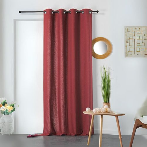 Rideau En Coton Et Chanvre - 135x240 Cm - Rouge